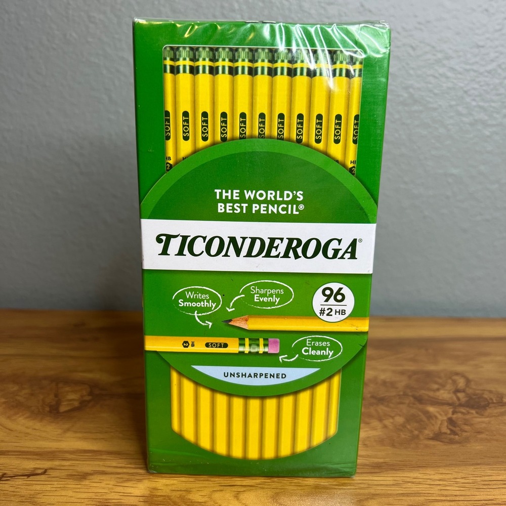 Ticonderoga Pencils #2 HB Soft Lead Unsharpened 96‎ Count Classic Yellow NEW